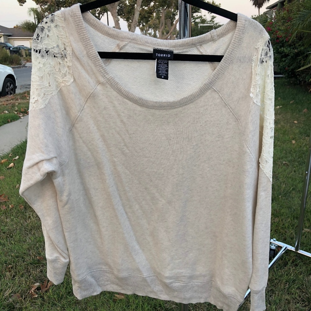 Off-White Sweater with lace Sleeves